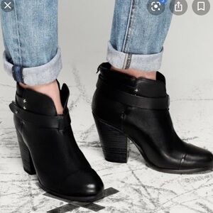 RAG & BONE HARROW Black Leather Ankle Bootie Padded 39.5 (9/9.5) GORGEOUS EUC